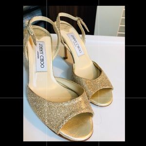 Jimmy Choo Gold sparkle heels